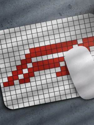 Pixel Red White Small Mousepad