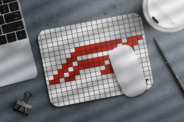 Pixel Red White Small Mousepad
