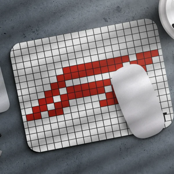 Pixel Red White Small Mousepad