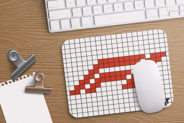 Pixel Red White Small Mousepad