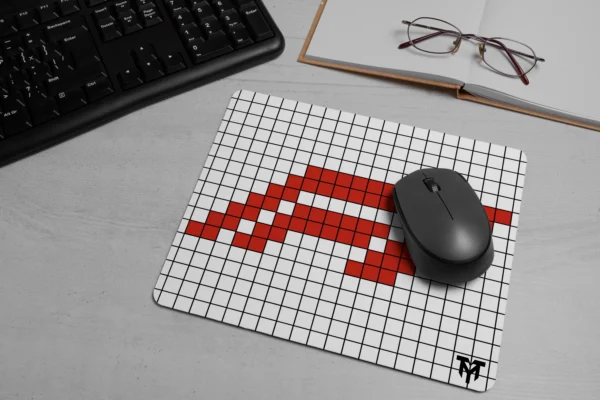 Pixel Red White Small Mousepad